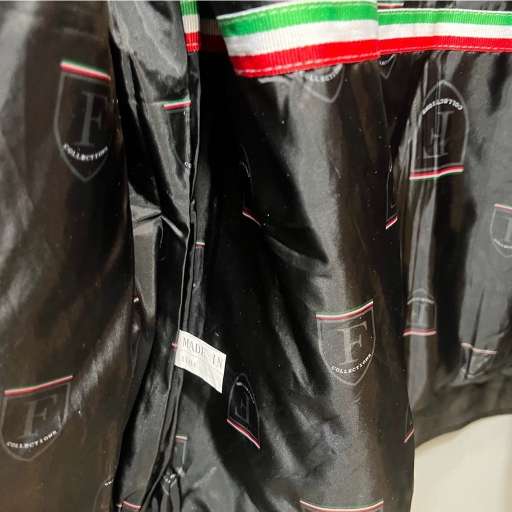 Men's Black Leather Jacket with Red Accents - Picture 4 of 6
